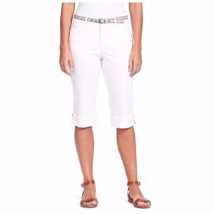 *Gloria Vanderbilt White Belted Skimmer Crop Pants
